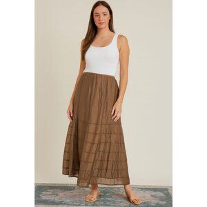 Nic & Zoe Womens Tiered Maxi Skirt Size 12 Brown Lightweight Lyocell Blend